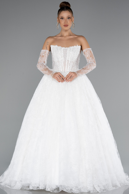 Robes de Mariage Longue Dantelle Blanc ABG149