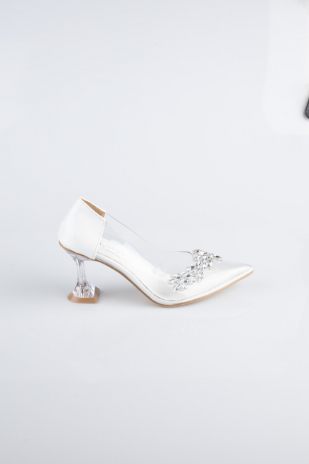 Stiletto Cuir Verni Blanc ABR1055