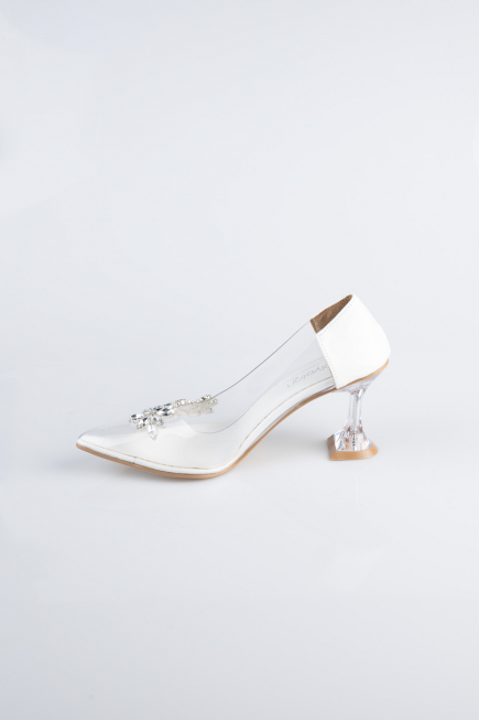 Stiletto Cuir Verni Blanc ABR1055