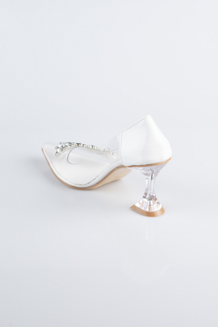 Stiletto Cuir Verni Blanc ABR1055