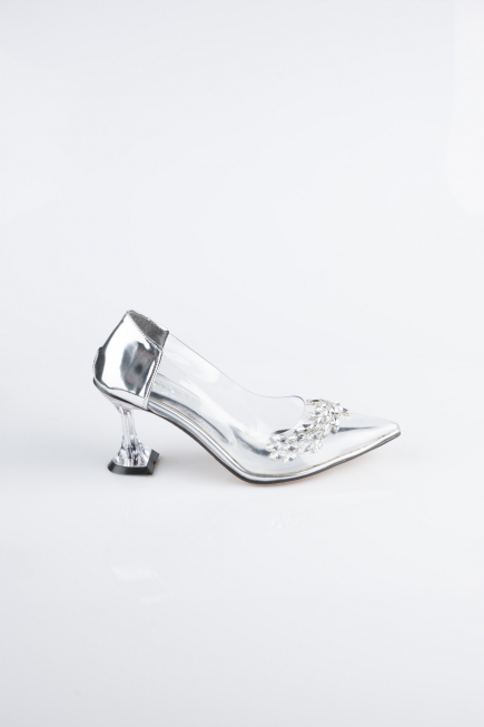 Stiletto Cuir Verni Argent ABR1055