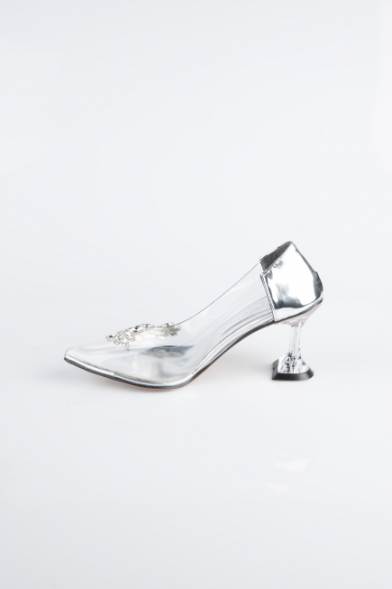 Stiletto Cuir Verni Argent ABR1055
