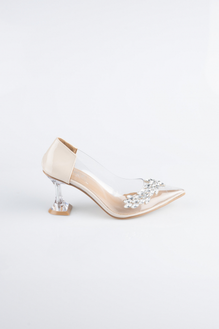 Stiletto Cuir Verni Vison ABR1055
