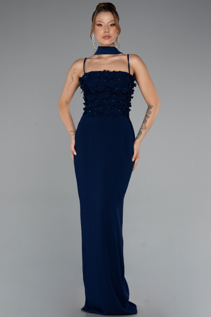 Robe de Soirée Longue Bleu Marine ABU5181