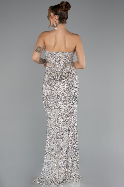 Robe de Soirée Longue Beige ABU5185