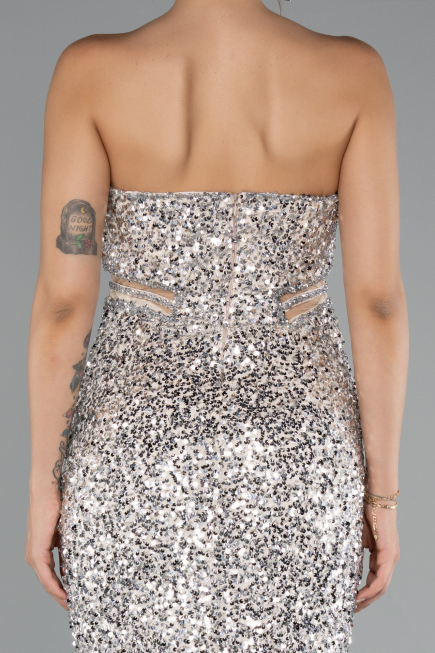 Robe de Soirée Longue Beige ABU5185