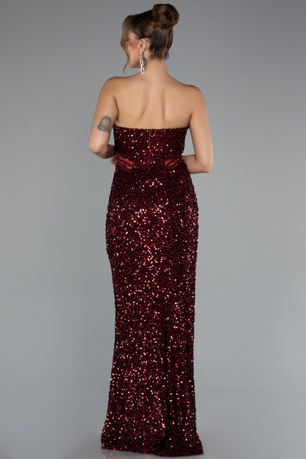 Robe de Soirée Longue Rouge Bordeaux ABU5185