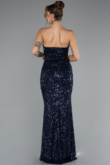 Robe de Soirée Longue Bleu Marine ABU5185