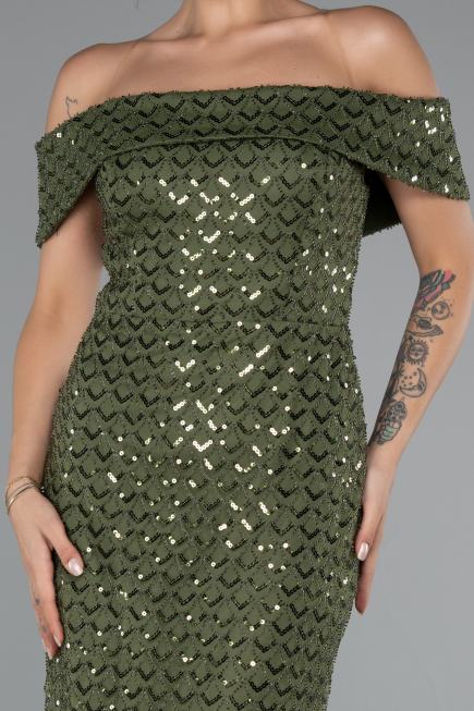 Robe de Soirée Longue Kaki ABU5186