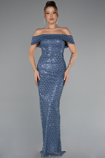 Robe de Soirée Longue Indigo ABU5186