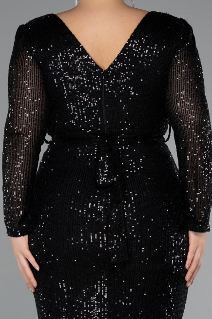 Robe De Invitation Grande Taille Midi Noir ABK1956