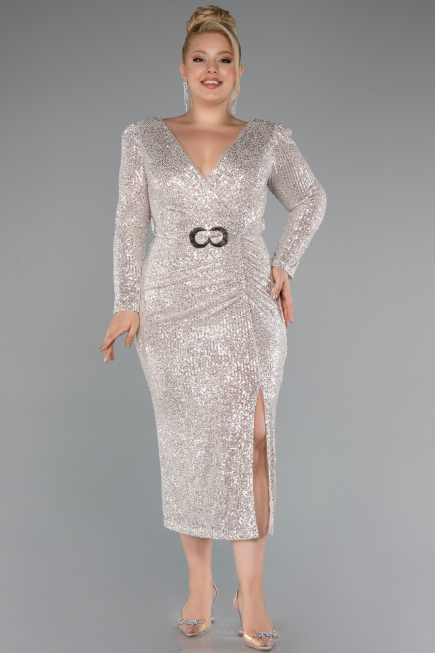 Robe De Invitation Grande Taille Midi Vison ABK1956
