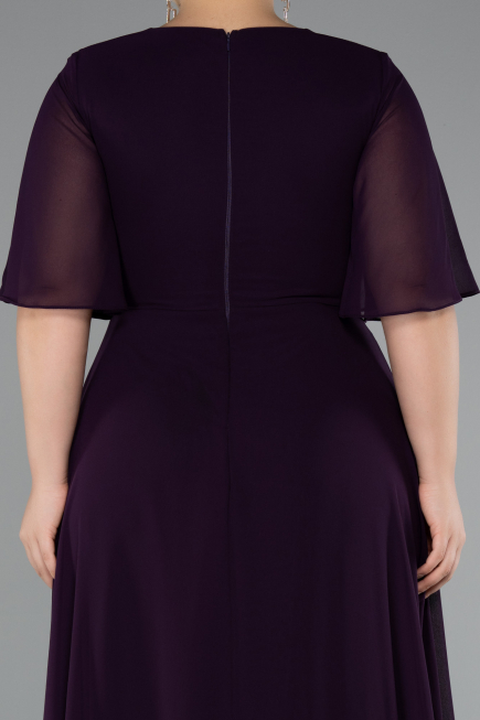 Robe de Soirée Grande Taille Longue Mousseline Violet ABU5180