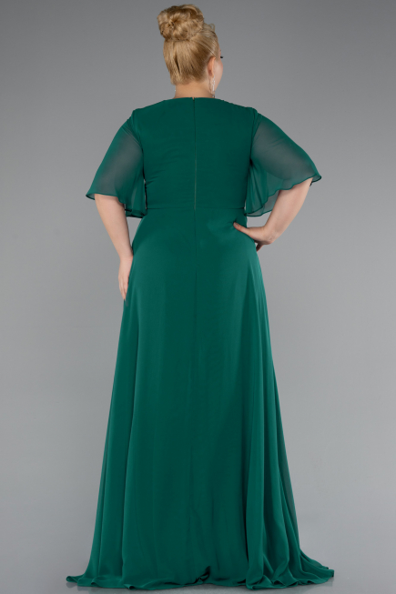 Robe de Soirée Grande Taille Longue Mousseline Émeraude ABU5180
