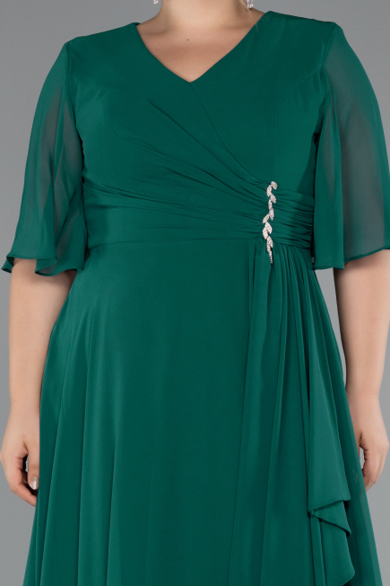 Robe de Soirée Grande Taille Longue Mousseline Émeraude ABU5180