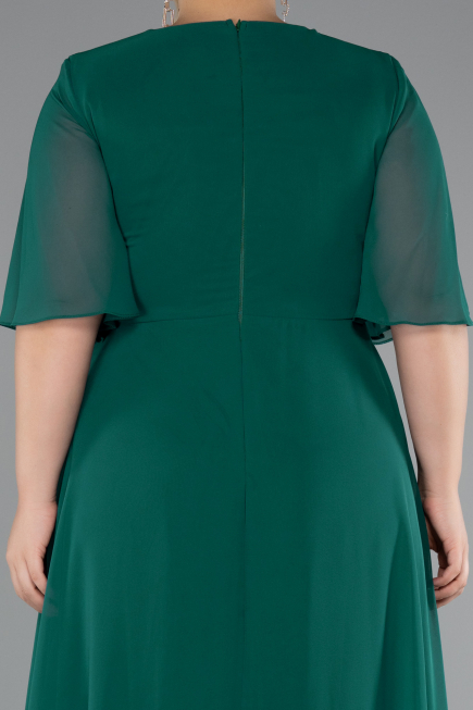 Robe de Soirée Grande Taille Longue Mousseline Émeraude ABU5180