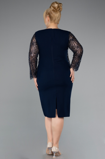 Robe De Soirée Grande Taille Midi Bleu Marine ABK2417