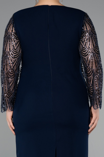 Robe De Soirée Grande Taille Midi Bleu Marine ABK2417