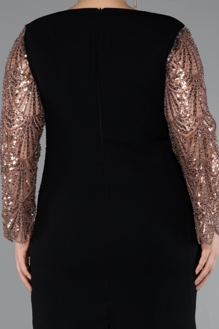 Robe De Soirée Grande Taille Midi Noir-Brun ABK2417