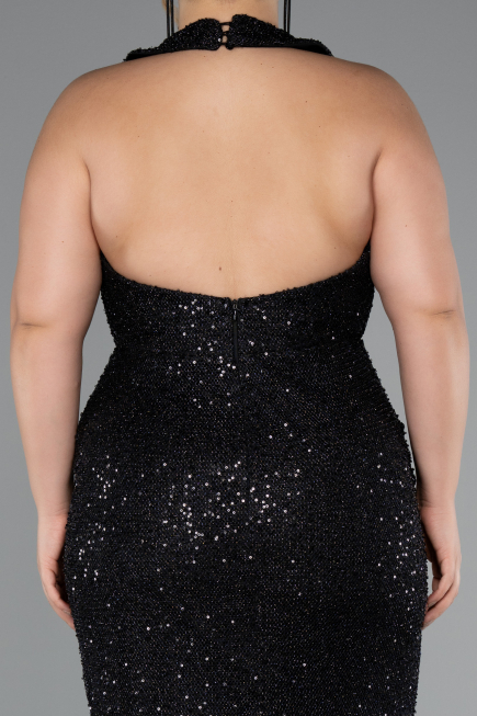 Robe de Soirée Longue Squameuse Noir ABU5209