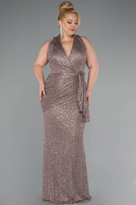 Robe de Soirée Longue Squameuse Vison ABU5209