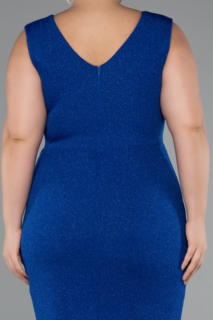 Robe de Soirée Grande Taille Midi Bleu Saxe ABK1752