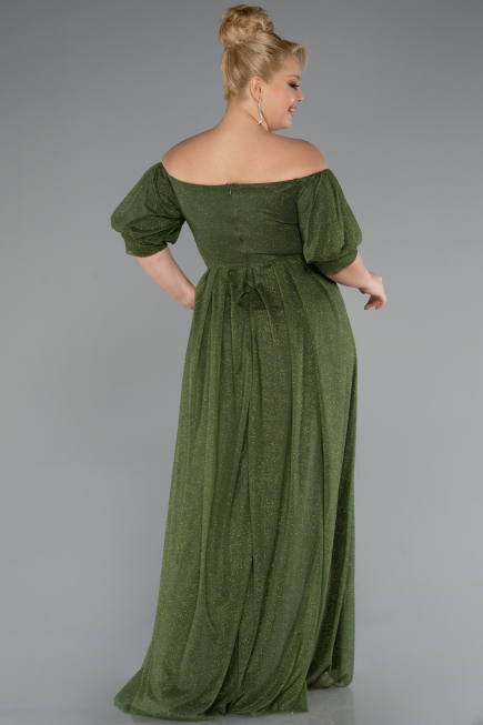 Robe De Soirée Grande Taille Longue Kaki ABU3615