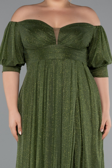 Robe De Soirée Grande Taille Longue Kaki ABU3615