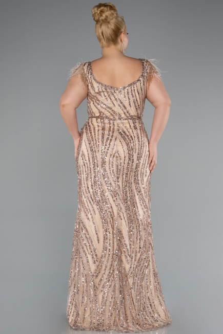 Robe de Soirée Grande Taille Longue Or ABU5182