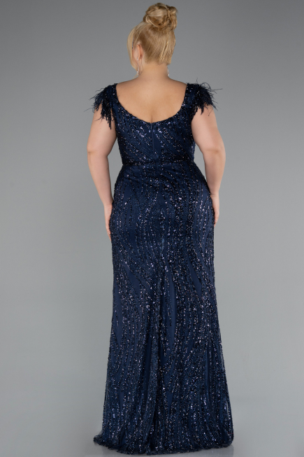 Robe de Soirée Grande Taille Longue Bleu Marine ABU5182