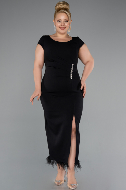 Robe De Fête Grande Taille Midi Noir ABK2340
