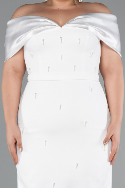 Robe De Invitation Grande Taille Midi Blanc ABK2379