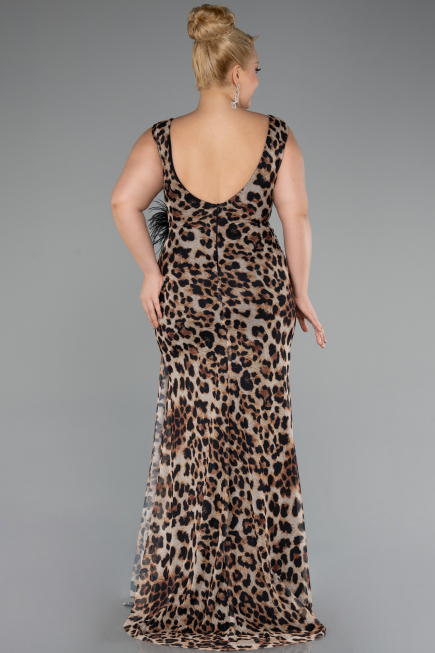 Robe De Soirée Grande Taille Longue Brun ABU5018
