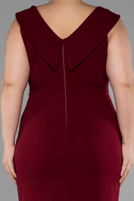 Robe De Fête Grande Taille Midi Rouge Bordeaux ABK2422
