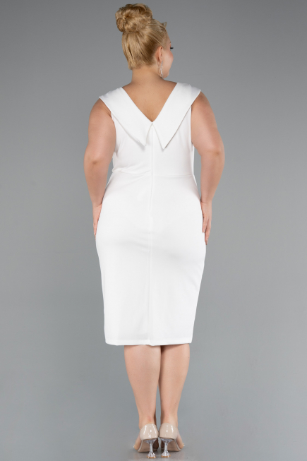 Robe De Fête Grande Taille Midi Blanc ABK2422
