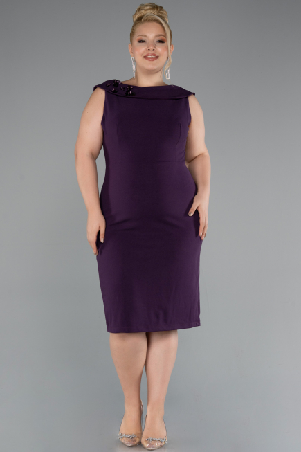Robe De Fête Grande Taille Midi Violet ABK2422