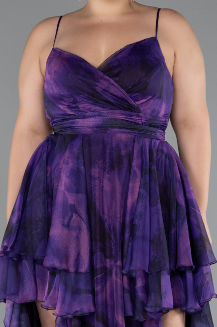 Robe de Soirée Grande Taille Longue Violet ABU5211