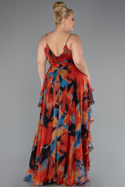 Robe de Soirée Grande Taille Longue Orange ABU5211