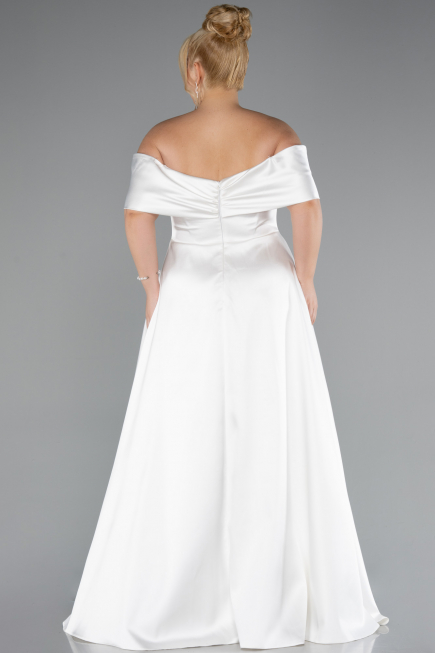 Robe De Soirée Grande Taille Satin Longue Blanc ABU4998