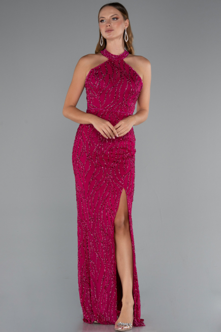 Robe de Soirée Longue Fushia ABU5213