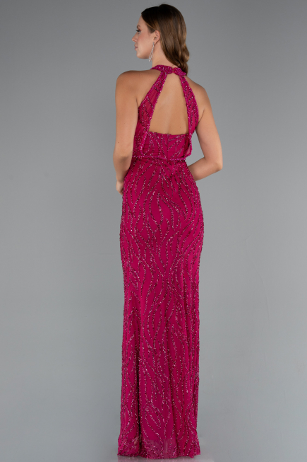 Robe de Soirée Longue Fushia ABU5213