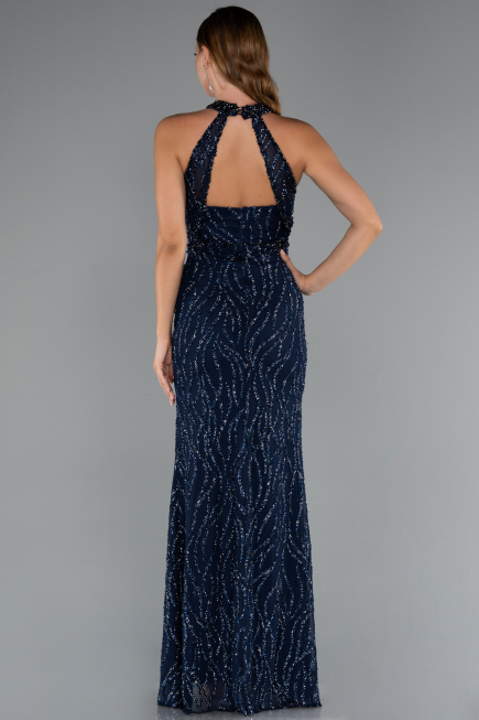 Robe de Soirée Longue Bleu Marine ABU5213