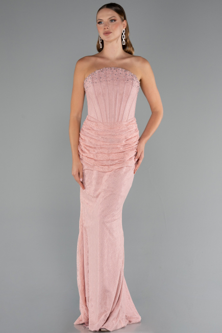 Robe Queue de Poisson Longue Dantelle Poudre ABU5215