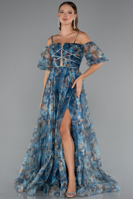 Robe de Soirée Longue Vert Pétrole ABU5221