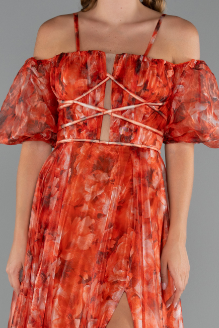 Robe de Soirée Longue Orange ABU5221