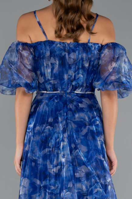 Robe de Soirée Longue Bleu Saxe ABU5221
