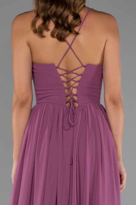 Robe de Soirée Longue Mousseline Couleur Rose ABU5223