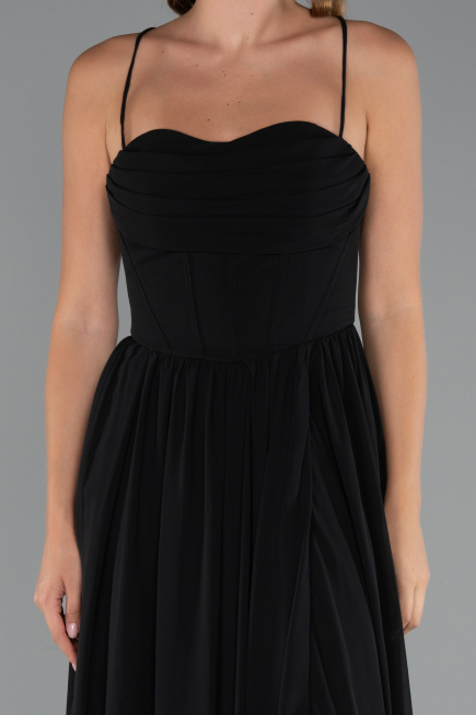 Robe de Soirée Longue Mousseline Noir ABU5223