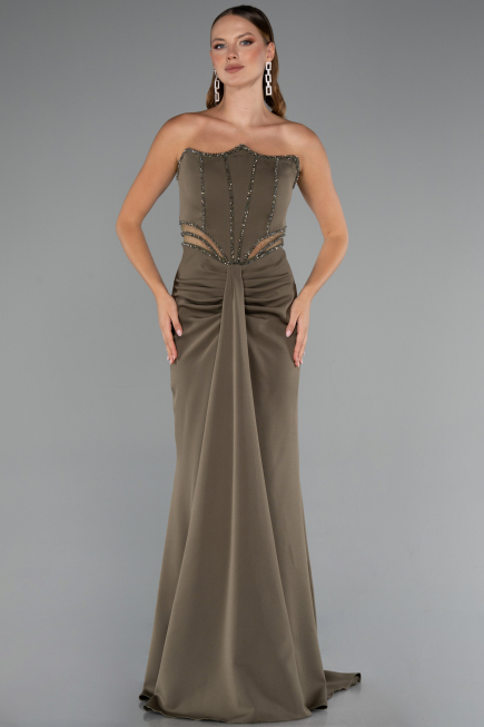 Robe de Soirée Longue Kaki ABU5227