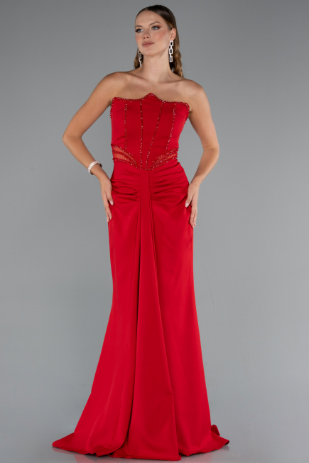 Robe de Soirée Longue Rouge ABU5227